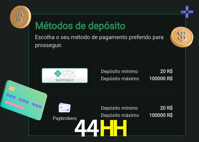 O cassino 44HH oferece uma grande variedade de métodos de pagamento